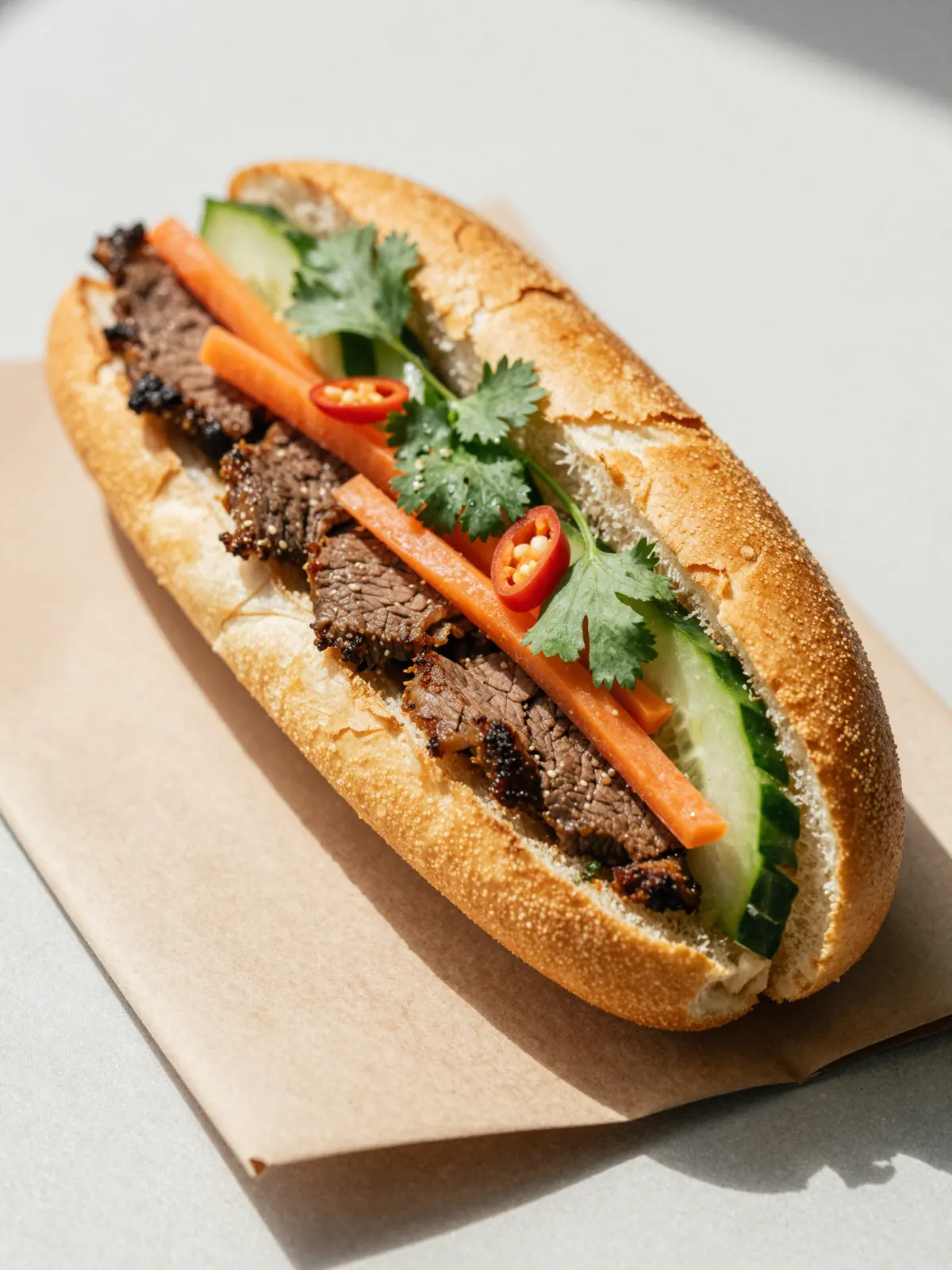 Bánh mì with grilled beef and pickles