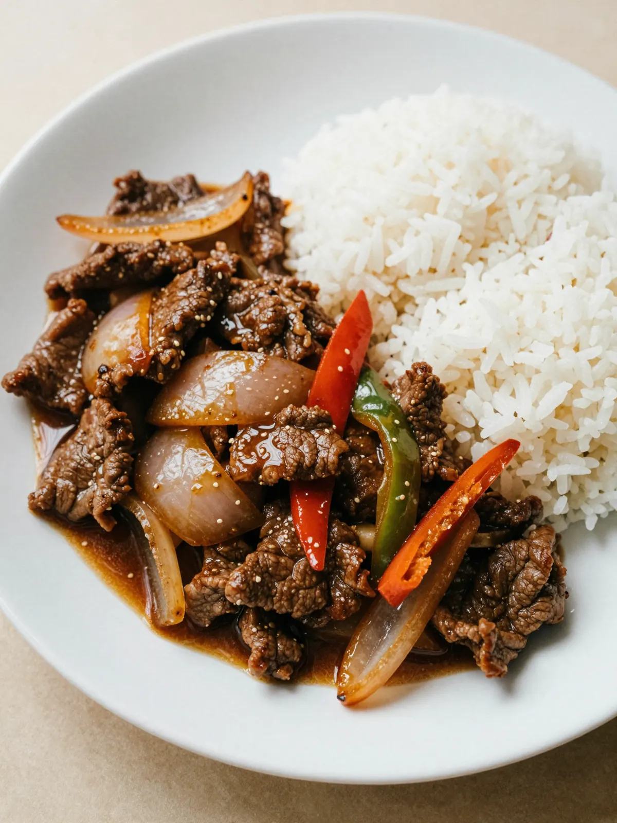Shaking beef with rice
